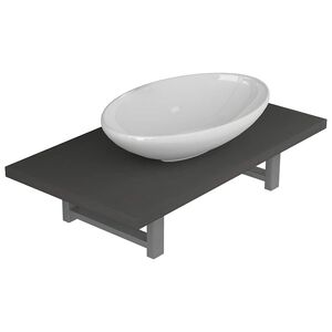 vidaXL Conjunto de m&oacute;veis de casa banho 2 pe&ccedil;as cer&acirc;mica cinzento