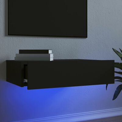 vidaXL Móvel de TV com luzes LED 60x35x15,5 cm preto