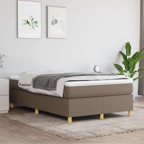vidaXL Cama boxspring c/ colch&atilde;o 120x190cm tecido castanho-acinzentado