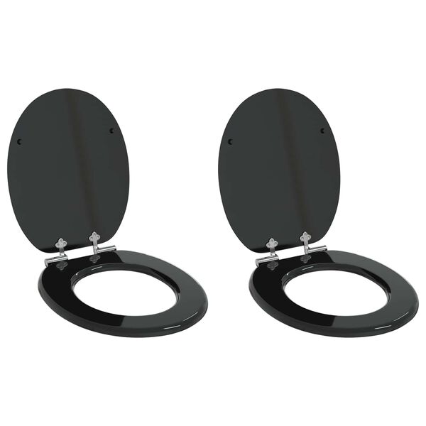 vidaXL Assentos de sanita com tampas de fecho suave 2 pcs MDF preto