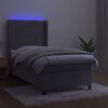 vidaXL Cama box spring c/ colchão/LED 100x200 cm veludo cinzento-claro
