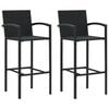 vidaXL Bancos de bar 2 pcs vime PE preto