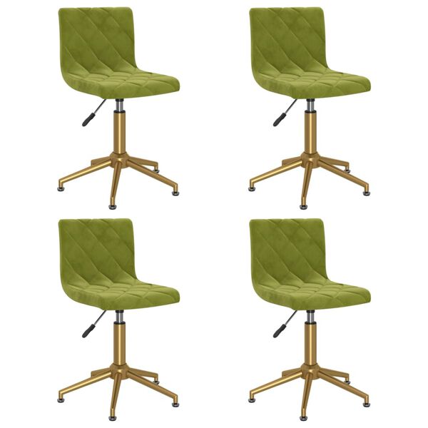 vidaXL Cadeiras de jantar girat&oacute;rias 4 pcs veludo verde-claro
