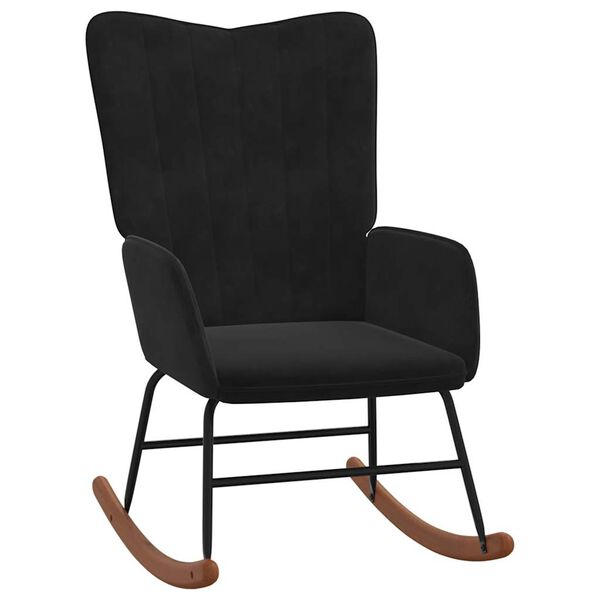 vidaXL Cadeira de baloi&ccedil;o com banco veludo preto