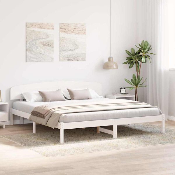vidaXL Estrutura da Cama com cabeceira Branco 200 x 200 cm