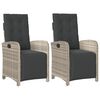 vidaXL Cadeiras jardim reclin&aacute;veis 2 pcs c/ apoio de p&eacute;s cinza claro