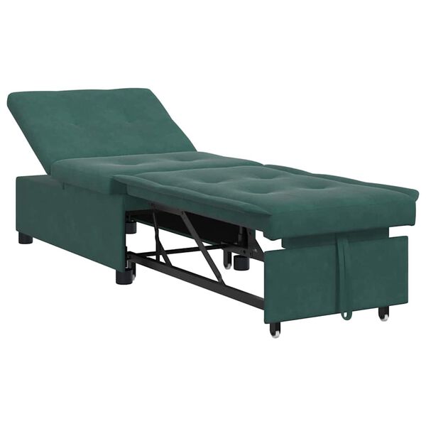 vidaXL Sof&aacute;-Cama Verde Escuro 194 x 67 x 82 cm Veludo