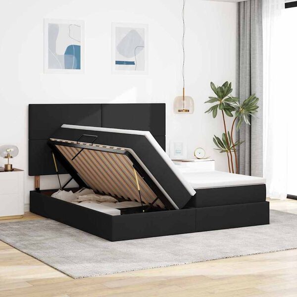 vidaXL Cama com Armazenamento Preto 180 x 200 cm Couro Sint&eacute;tico
