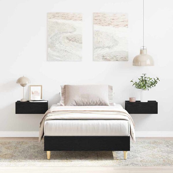 vidaXL Estrutura da Cama Carvalho preto 90 x 190 cm Madeira processada