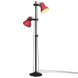 vidaXL Candeeiro de p&eacute; 25 W 25x25x90/140 cm E27 vermelho desgastado