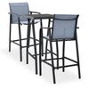 vidaXL 3 pcs conjunto de bar para jardim preto e cinzento