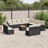 vidaXL 14 pcs conjunto de sof&aacute;s p/ jardim c/ almofad&otilde;es vime PE preto