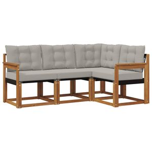 vidaXL Conjunto de Sof&aacute;s para Exterior 4 unid. Cinza Natural e Claro