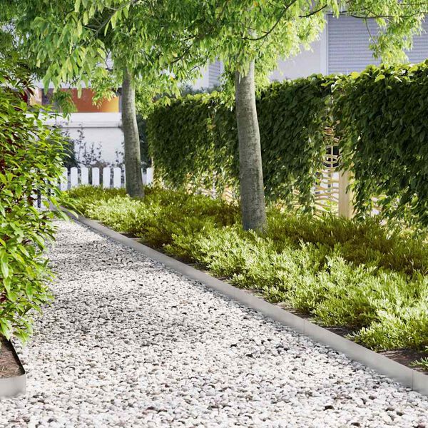 vidaXL Acabamento para Gramado 50 pcs Prateado 100 x 0.05 x 20 cm