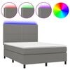 vidaXL Cama box spring c/ colch&atilde;o e LED 140x190 cm tecido cinza-escuro