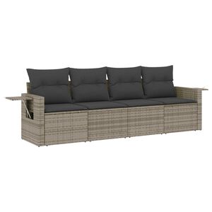 vidaXL 4 pcs conjunto sof&aacute;s de jardim c/ almofad&otilde;es vime PE cinzento