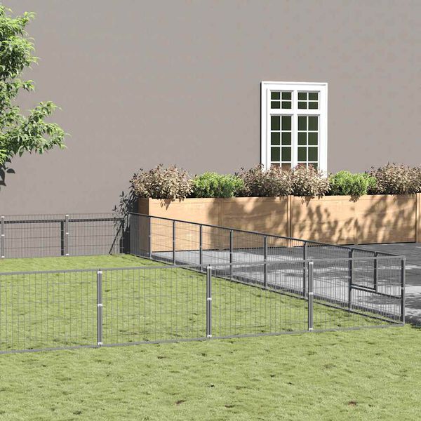 vidaXL Canil para c&atilde;es 72 m&sup2; a&ccedil;o prateado