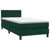 vidaXL Cama com molas/colch&atilde;o 90x220 cm veludo verde-escuro