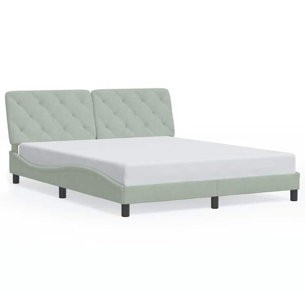vidaXL Estrutura de cama sem colch&atilde;o 160x200 cm veludo cinzento-claro