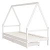vidaXL Estrutura cama infantil c/ gavetas 90x200cm pinho maci&ccedil;o branco