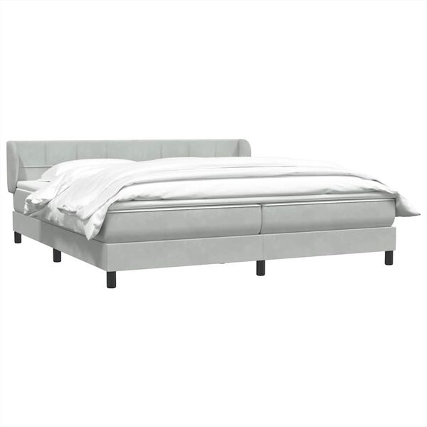 vidaXL Cama com molas/colch&otilde;es 200x220 cm veludo cinzento-claro