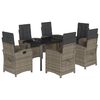vidaXL 7 pcs conjunto de jantar p/ jardim c/ almofad&otilde;es vime PE cinza