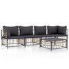 vidaXL 5 pcs conjunto lounge de jardim c/ almofad&otilde;es vime PE antracite
