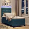 vidaXL Cama Box Spring LED com colch&atilde;o Azul Escuro 80 x 200 cm tecido