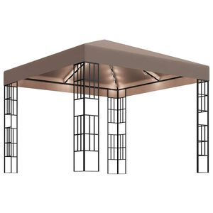 vidaXL Gazebo com cord&otilde;es de luzes LED 3x3 m cinza-acastanhado