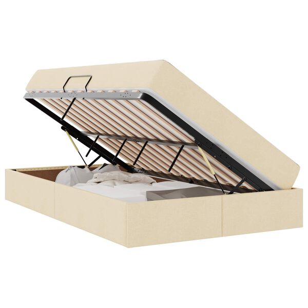 vidaXL Cama com arruma&ccedil;&atilde;o e colch&atilde;o Creme 120 x 200 cm Poli&eacute;ster