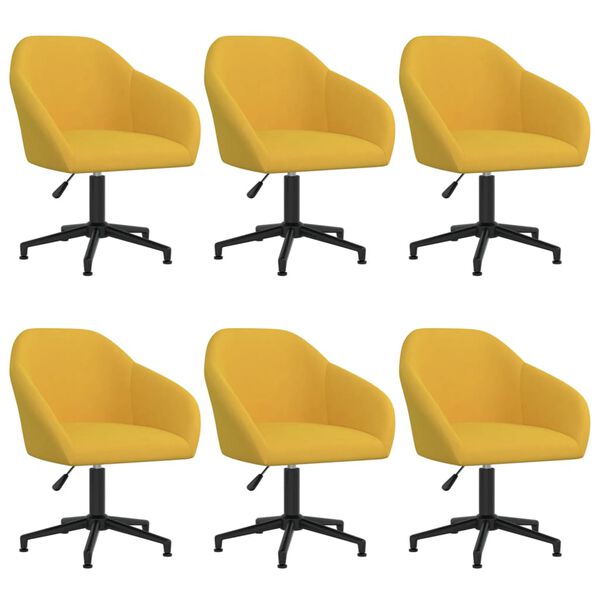 vidaXL Cadeiras de jantar girat&oacute;rias 6 pcs veludo amarelo