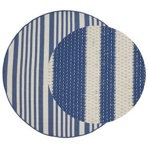 vidaXL Tapete para interior e exterior OLITE Natural e azul-marinho