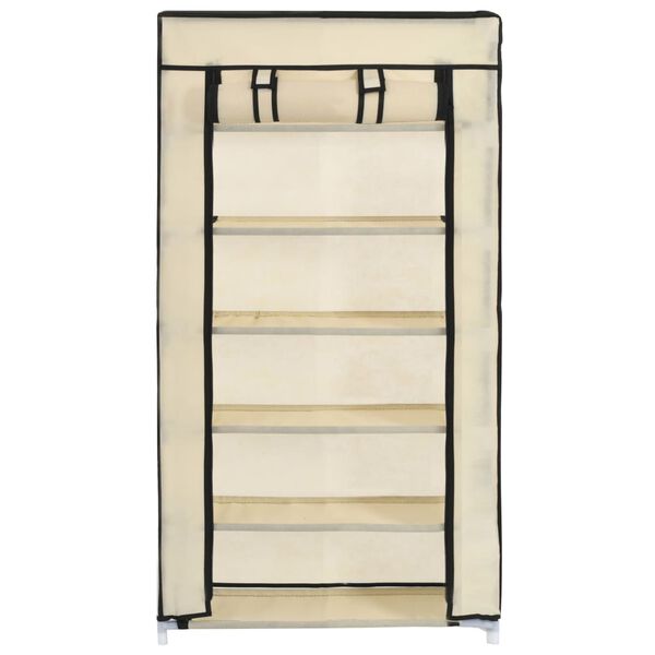vidaXL Sapateira com cobertura 58x28x106 cm tecido cor creme