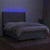 vidaXL Cama box spring c/ colch&atilde;o e LED 140x200 cm tecido cinza-claro