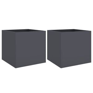 vidaXL Vasos/floreiras 2 pcs 49x47x46 cm a&ccedil;o antracite