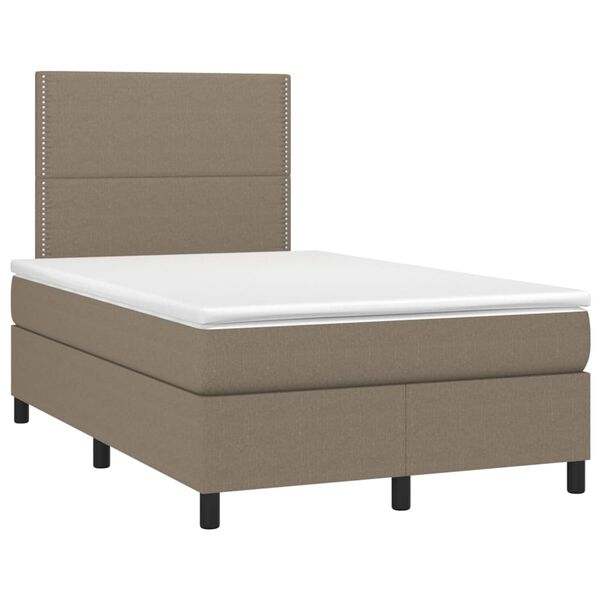 vidaXL Cama box spring colch&atilde;o/LED 120x200cm tecido cinza-acastanhado