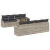 vidaXL Conjunto de Sof&aacute; de Jardim 7 unid. Cinzento-claro vime PE