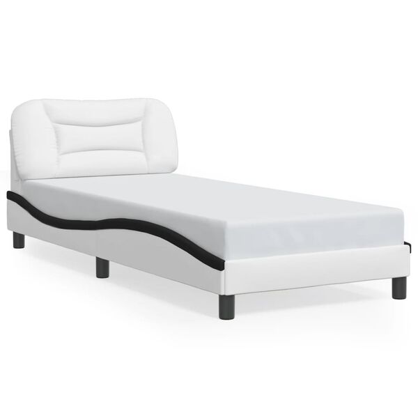 vidaXL Estrutura de cama sem colch&atilde;o Hvar couro artificial 80x200 branco/preto