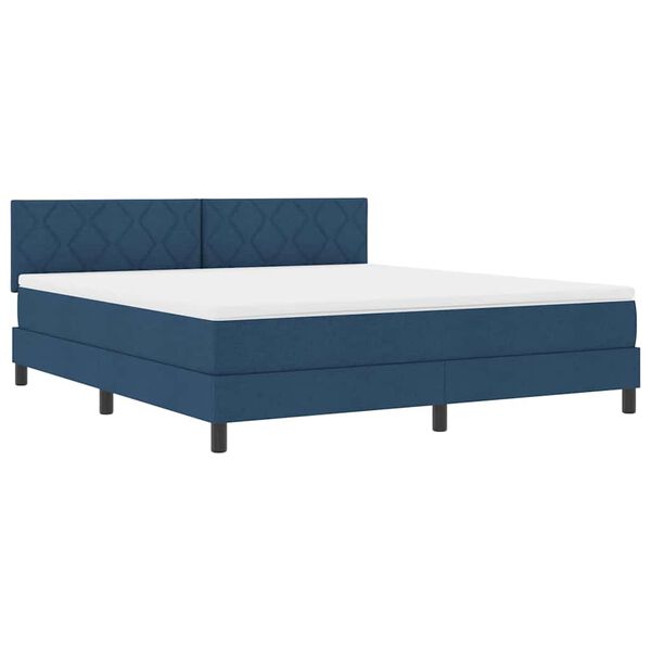 vidaXL Cama Box com colch&atilde;o com cabeceira Azul 180 x 200 cm tecido
