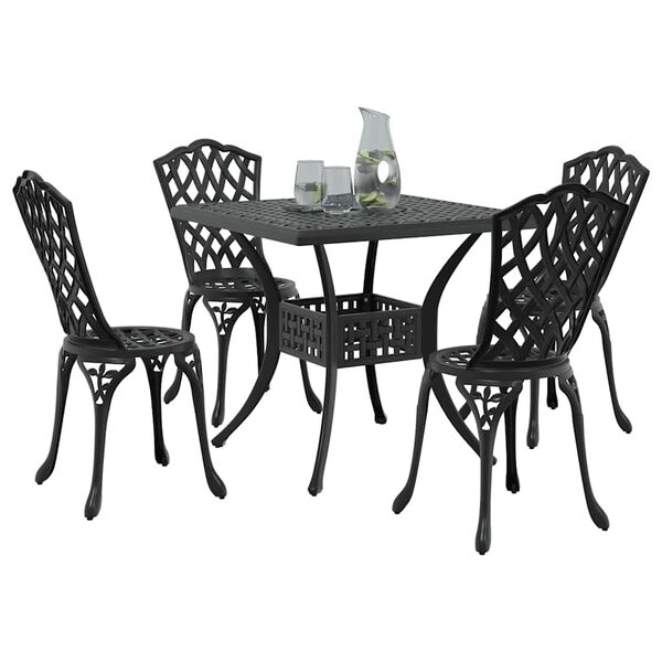 vidaXL Conjunto de Mesa de Jardim 5 pcs Preto Alum&iacute;nio Fundido