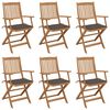 vidaXL Cadeiras de jardim dobráveis c/ almofadões 6 pcs acácia maciça