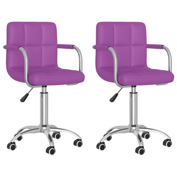 vidaXL Cadeiras de jantar girat&oacute;rias 2 pcs couro artificial roxo