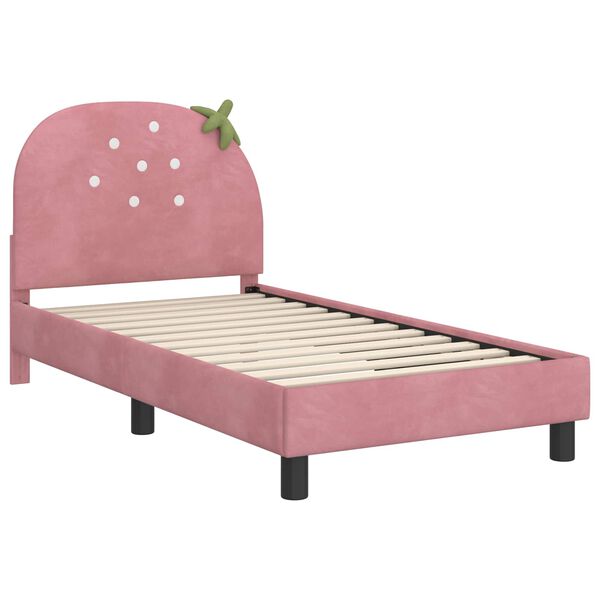 vidaXL Estrutura de Cama Infantil com Cabeceira Rosa 80 x 160 cm