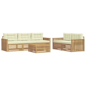 vidaXL Conjunto de Sof&aacute;s para Exterior 6 unid. Branco e Creme