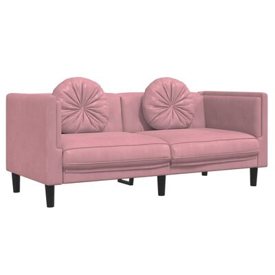 vidaXL 2 pcs conjunto de sofás com almofadas veludo rosa