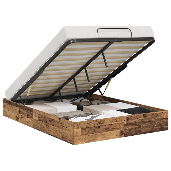 vidaXL Estrutura de Cama Ottoman Madeira antiga 193 x 120 x 25 cm