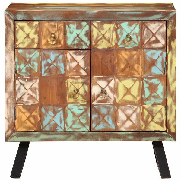 vidaXL Arm&aacute;rio gavetas 70x35x70 cm madeira recuperada maci&ccedil;a multicor