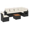 vidaXL 7 pcs conjunto de sof&aacute;s p/ jardim c/ almofad&otilde;es vime PE preto