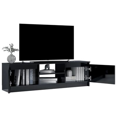 vidaXL Móvel de TV 120x30x35,5 cm contraplacado preto brilhante