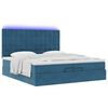 vidaXL Cama otomana com colch&otilde;es/LEDs 200x200 cm veludo azul-escuro